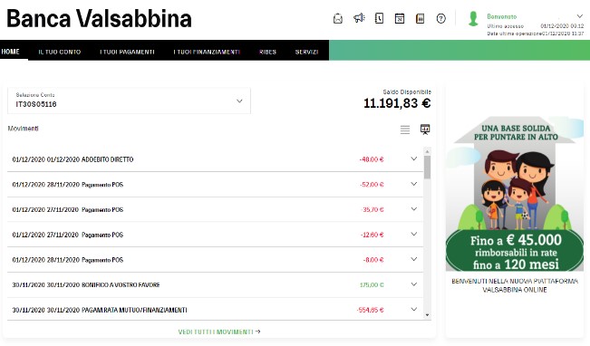 PAGINA HOME PAGE | Banca Valsabbina